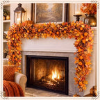 6 ft Fall Garland for Mantle Autumn Pumpkin Leaves - Image 3