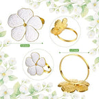 Patelai Set of 100 White Flower Napkin Rings Bulk Gold Napkin Ring Holders - Image 3