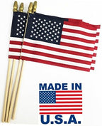 GIFTEXPRESS 24-Pack, Proudly MADE IN USA 8 x 12 Inch Spearhead Handheld American Flags on 24" Pole – Grave Marker USA Stick Flags by GIFTEXPRESS