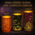 Wind Shear Lighted Halloween Glass Lanterns Set of 3, Tabletop Decor - Image 2