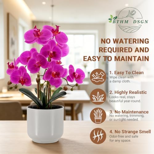 Fake Orchid-19”tall Artificial Indoor Potted Plant for Home Decor-Purple - Image 3