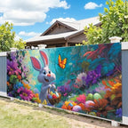 7 * 16FT Summer Garage Door Cover Decorations Sunset Palm Trees Garage Door Banner for Outdoor Indoor Summer Party Photography Backdrop (easter rabbit, 7 * 16 ft) - Image 5