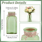 6 Pack Mason Jar Vases for Centerpieces, Green Glass Flower Vase - Image 2