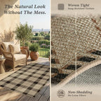 JTJ Easy Jute Kitchen Runner Rug 2'6" x 10', Black & Beige Plaid, Washable - Image 4