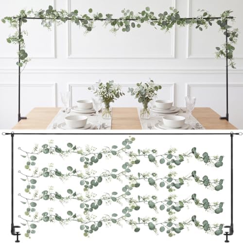 5 Pcs Over the Table Rod Stand, Black, Eucalyptus Garland by Unknown
