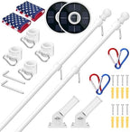 ZMTECH 2 Pack 6FT White Flag Pole Kit with Solar Light and Proud American Flag, Adjustable Bracket and Upgraded Tangle-Free Ring 1" Stainless Steel Flagpole for Day and Night, Residential, Commercial by HighQualityGardeningTools