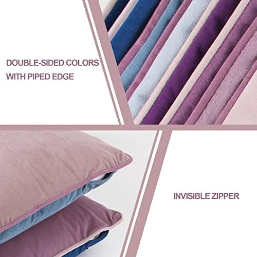 8-Colors Velvet Throw Pillow Covers 18x18 Inch Set of 4 Decorative Blue Purple Pillowcases Modern Double-Colored Cushion Covers for Sofa Couch - Image 4