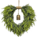 20" Heart-Shaped Wreath for Front Door – Faux Greenery with Rustic Bell – Waterproof & Fade-Resistant Christmas Decor for Porch, Holiday Wall or Indoor Use by WelcomeHomeEVDBOBO