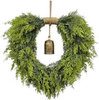 20" Heart-Shaped Wreath for Front Door – Faux Greenery with Rustic Bell – Waterproof & Fade-Resistant Christmas Decor for Porch, Holiday Wall or Indoor Use by WelcomeHomeEVDBOBO