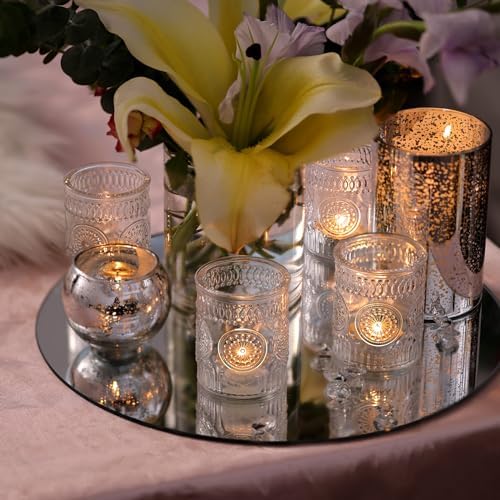 30 Pcs Assorted Clear Votive Candle Holders, Wedding Centerpieces Table Decorations, Glass Tea Lights Candle Holder for Party Decorations, Vintage Boho Candle Holders Bulk for Wedding Receptions - Image 6