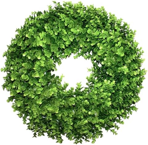 22“ Boxwood Wreath for Front Door,Spring ，Summer All Season Wreaths, Farmhouse Door Wreath Outdoor Indoor for All Seasons Decor by SEVENLOVE