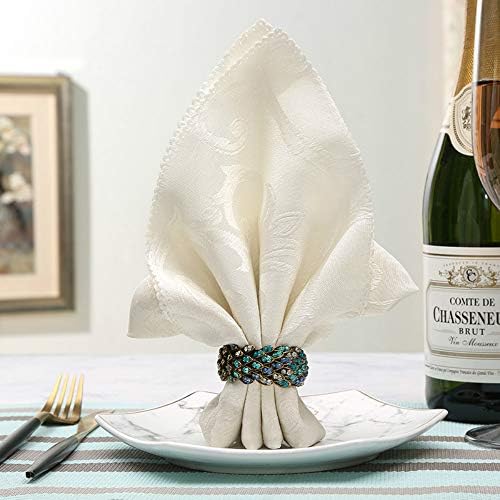 Jeweled Peacock Napkin Rings Set of 12 for Wedding Party, Blue - Image 7