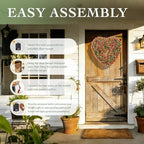 Valentine’s Day Solar Spring Wreath for Front Door 18inchWreath Pre-lit 30LED Wreaths Spring Summer Decor for Outside Aftificial Red Floral Wreaths Home Decorations Wreath - Image 3