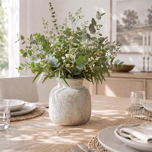 Rustic Ceramic Vase for Home Decor, 6.4 Inch Small Farmhouse Flower Vase - Image 5