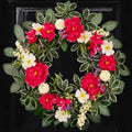 24 Inch Summer Floral Wreath, Vibrant Hot Pink Peony Wreath with White Anemone, White Berry & Variegated Foliage,Artificial Flower Wreath for Front Door Porch Wall Window Farmhouse Holiday Home Decor by wwmira
