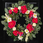 24 Inch Summer Floral Wreath, Vibrant Hot Pink Peony Wreath with White Anemone, White Berry & Variegated Foliage,Artificial Flower Wreath for Front Door Porch Wall Window Farmhouse Holiday Home Decor by wwmira