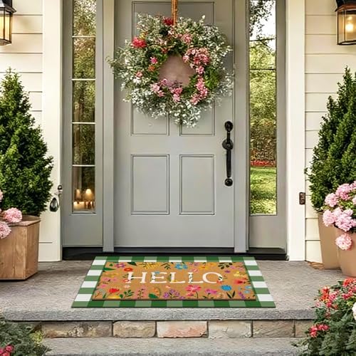 Drydiet 2 Pcs Floral Layered Doormats Spring Coir Welcome Mat - Image 5