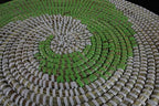 Senegal Placemats/African Bohemian Woven Seagrass Placemats/Natural Wicker Round Basket Placemats/Decorative Hanging Wicker Plates/Hanging Wall Decor (Green & White) - Image 4