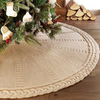 60 inch Christmas Tree Skirt: Large Tree Skirt for 9ft Tree, Braided Cable Knit Beige Tree Skirt, Vintage Tree Skirts, Rustic Farmhouse Christmas Decorations - Image 4