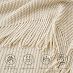 BATTILO HOME Beige Throw Blanket for Couch, 50"x60" - Image 4