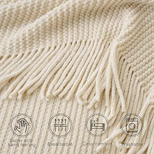 BATTILO HOME Beige Throw Blanket for Couch, 50"x60" - Image 4