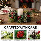MOYEE Christmas Candle Holder Wreath Single 14 inch, Christmas Candle Ring - Image 2