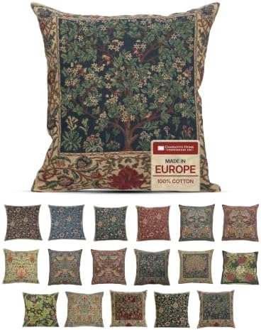 William Morris Tree Of Life Woven Tapestry Throw Pillow Cover 16 X 16 In by CCharlotteHomeFurnishings