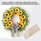 ⁠2pack 22" Sunflower Wreath for Front Door with Welcome Sign - Image 2