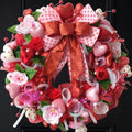 TEMPUS 18 Inch Pink Red Mesh Wreath with 3D Heart Valentine's Day Bow for Front Door Decorations by TEMPUSDECOR