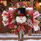 Suncalla 20" Christmas Snowman Wreath Winter Decoration Sign for Front Door - Image 5