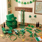Kenning 48 Pcs St Patricks Day Accessories Party Favors Set, St Patty's Day Decorations, Leprechaun Hat Irish Headband Shamrock Glass Necklace Foil Horn for Saint Patricks Party Supplies Parades Gifts - Image 2
