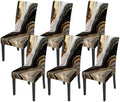 Black Marble Chair Covers Set of 6,Stretchable Kitchen Dining Room Chair Covers Decorations Removable Washable Dining Chair Slipcovers Chair Protectors for Dining Room & Kitchen by LEIWEIHOPE