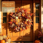 22-24 Inch Fall Wreaths for Front Door, Artificial Autumn Leaf Wreath Decor - Image 7