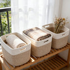 3 Pack Woven Baskets,Storage Baskets for Shelves with Handles by HZFTJOY