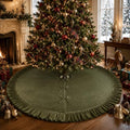 72 Inch Velvet Christmas Vintage Tree Skirt, Olive Green by Motionchic