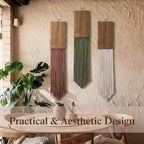 Crystassel Talsylara 3 Pcs Macrame Wall Hanging Wood Yarn Boho Tassel Decor - Image 5