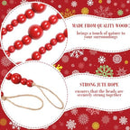 Giegxin 1 Pcs 32.8 ft 4th of July Wooden Bead Garland Patriotic Hanging Garland Farmhouse Beads Decor for Independence Day Mantel Table Party Wall Home Decorations (Red) - Image 3