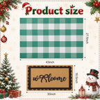 2pcs Christmas Welcome Mat for Front Door Layered Buffalo Plaid Outdoor Rug - Image 2