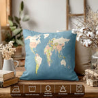 Batmerry World Map Throw Pillow Covers, Vintage Map of Europe in Color Background Decorative Pillow Covers Digital Printing Blended for Couch Sofa Bed Invisible Zipper 26X26 in(Set of 2) - Image 3