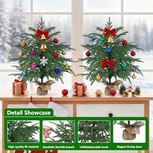 Grooy 2 Pack 2FT Artificial Norfolk Pine Tree with Pot - Image 5