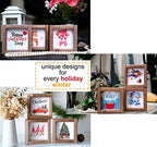 Tiered Tray Decor Fall Winter Spring Summer Seasonal Set, 48 Interchangeable Farmhouse Tiered Tray Signs Decor,Shelf Anniversary Bedroom Office Decorations,Happy Thanksgiving Hello Winter Merry Christmas - Image 6