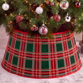 24'' Christmas Tree Collar Red Green Tartan Plaid Velvet Christmas Decor by Unknown