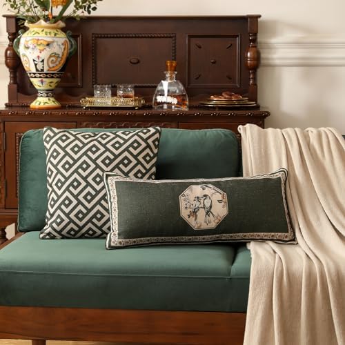 ISAENNE Vintage Linen Square Throw Pillow Cover,Set of 2,18"x18"-Murad B - Image 5