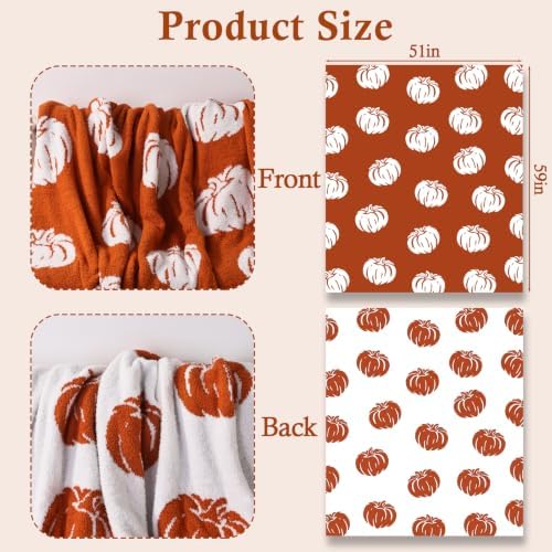 MelonBoat Fall Throw Blanket, Burnt Orange Pumpkin Soft Fuzzy Halloween Blanket for Couch, Cozy Lightweight Fall Decorative Blanket for Sofa Bed Living Room Office, 50 x 60 Inch - Image 2