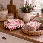 SmoothNovelty 6 Pcs Christmas Toile Cloth Napkins Xmas Soft Linen Fabric - Image 5