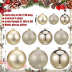 2 Pcs 9 ft Christmas Ball Ornament Garland, Champagne Gold - Image 2