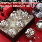 Jenaai 12 Pcs Christmas Silver Glass Ball Ornaments Vintage Tree Decoration - Image 2