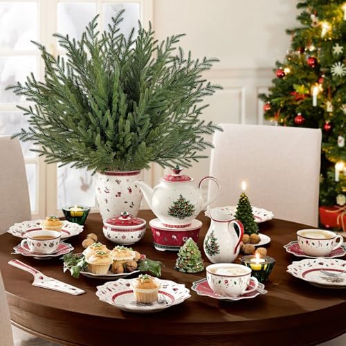 8Pcs 36" Real Touch Norfolk Pine Stems, Faux Christmas Greenery Long Stems - Image 6