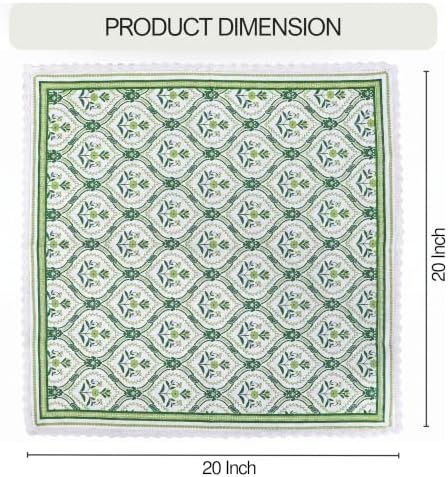 Lace Cloth Napkins, Cotton Linen, 12 Pack, 20x20 Inch, Green Damask - Image 6