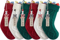 Personalized Christmas Stockings - 18 Inches Hanging Stockings with DIY Snowman Name Tags, 6 Pack Large Size Knitted Stockings for Mantels, Christmas Tree Family Holiday Decor, Red Green White by Minetom